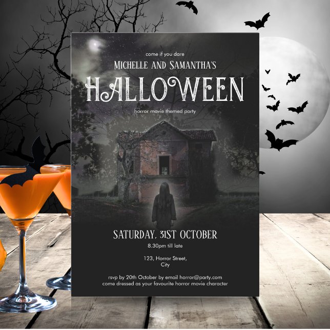 Invitation Halloween Party Effrayant sombre Haunk Maison pers (Mockup view)