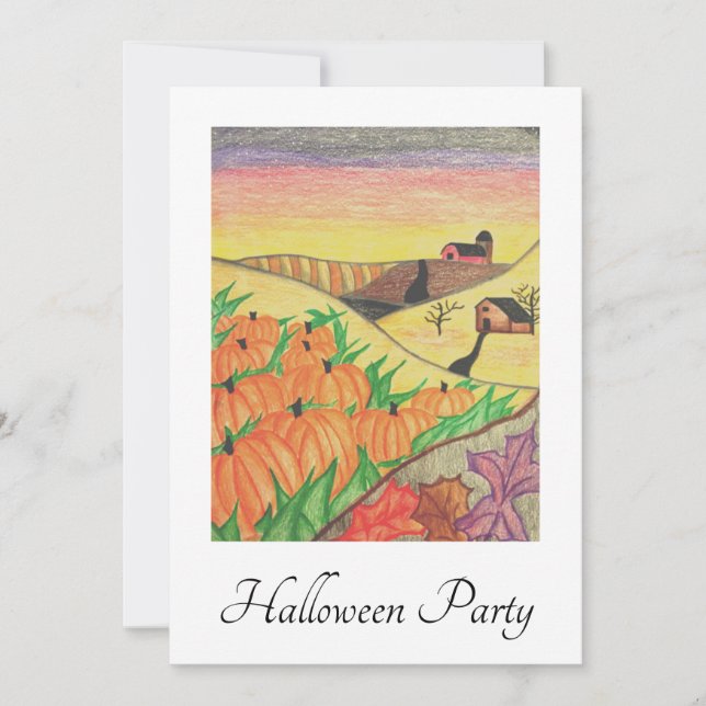 Invitation Halloween Party Fall Folk Citrouilles d'art (Devant)