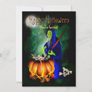 Invitation Halloween Party Haggard sorcière brasse