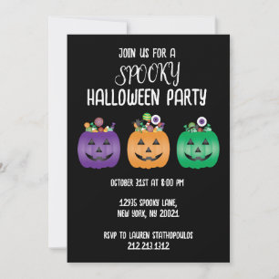 Invitation Halloween Party Jack-o'-lantern Candy Pail
