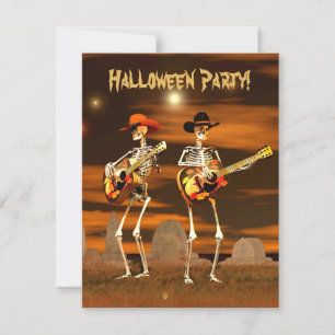 Invitation Halloween Party Skeleton Musiciens