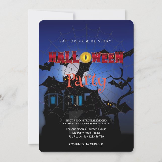 Invitation Halloween Party Vintage gothique (Devant)