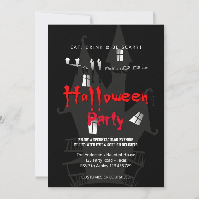 Invitation Halloween Party Vintage gothique (Devant)