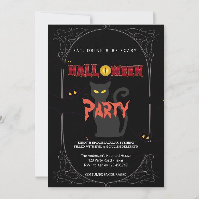 Invitation Halloween Party Vintage gothique (Devant)