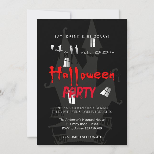 Invitation Halloween Party Vintage gothique (Devant)