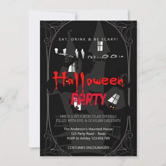 Invitation Halloween Party Vintage gothique (Devant)