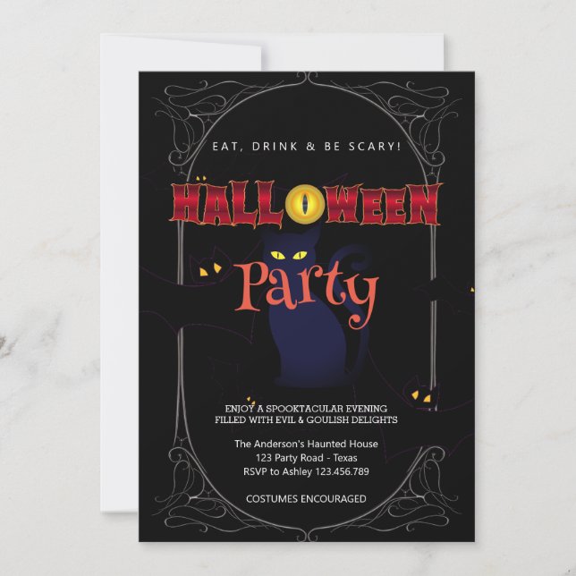Invitation Halloween Party Vintage gothique (Devant)