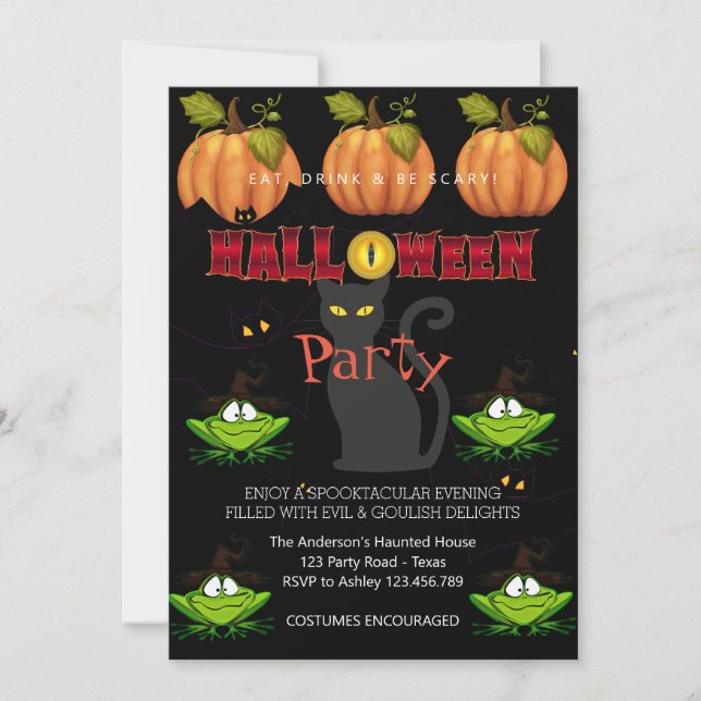 Invitation Halloween Party Vintage gothique (Devant)
