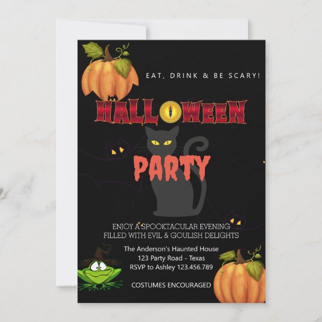 Invitation Halloween Party Vintage gothique (Devant)