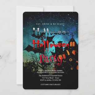 Invitation Halloween Party Vintage gothique, web de Spider