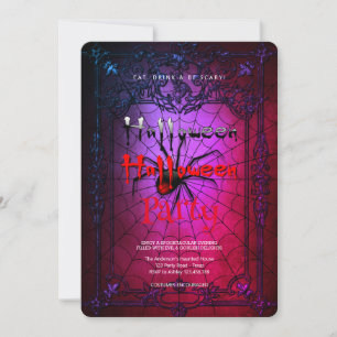 Invitation Halloween Party Vintage Spider Web