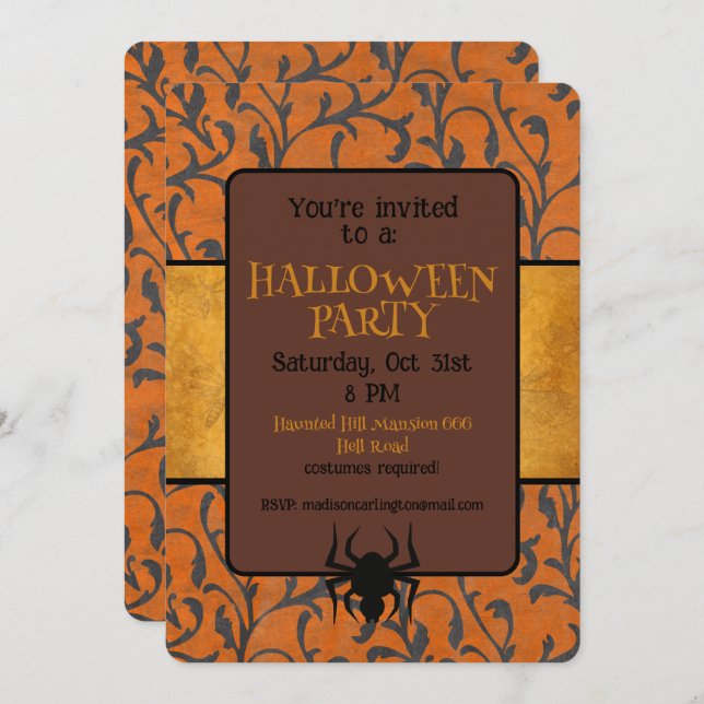 Invitation Halloween Party Whimsical Pattern  (Devant / Derrière)