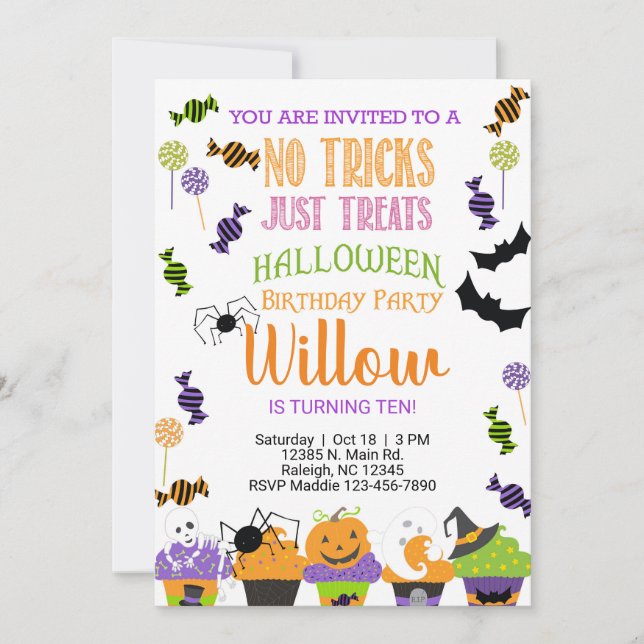 Invitation Halloween pas de trucs juste traiter l'invitation  (Devant)
