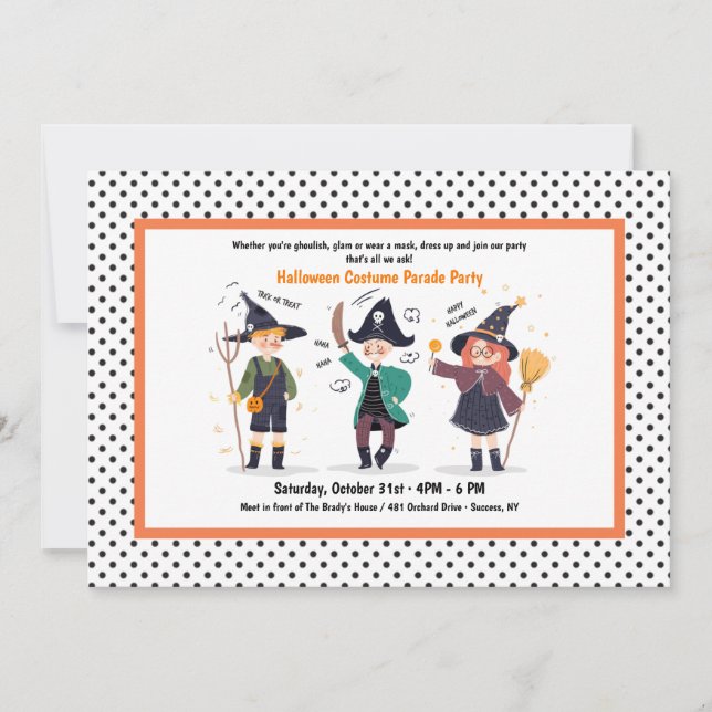 Invitation Halloween Personnages Costume Party Parade (Devant)