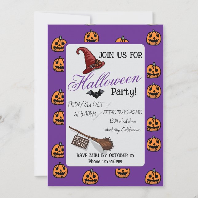 Invitation Halloween Personnalisé Whimsical Funny moderne vio (Devant)