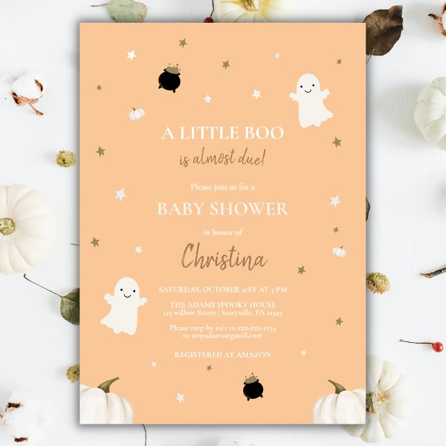 Invitation Halloween Petit Citrouille Boo Baby shower Orange (Créateur téléchargé)