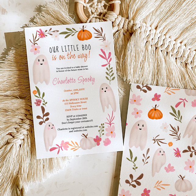Invitation Halloween petit livre Ghosts mignon baby shower (Halloween little boo Ghosts Cute baby shower Invitation)