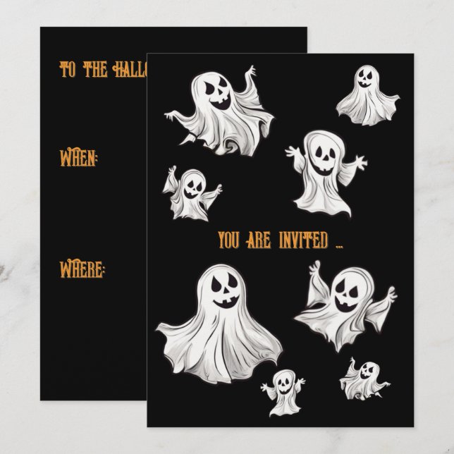 Invitation Halloween : Petits esprits -  (Devant / Derrière)