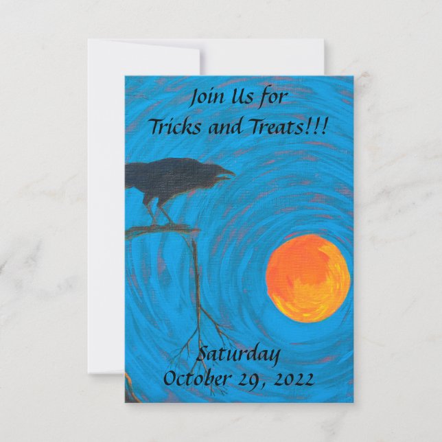 Invitation Halloween Pleine lune corail (Devant)