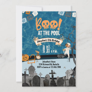 Invitation Halloween Pool Party Enfants nager Halloween Anniv