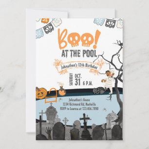Invitation Halloween Pool Party Enfants nager Halloween Anniv