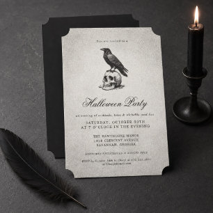 Invitation Halloween pour adultes Vintage Gothique Corbeau et