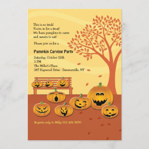 Invitation Halloween pour sculpter une citrouille