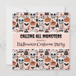 Invitation Halloween rose fête d'anniversaire personnalisée