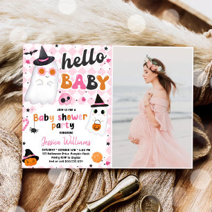 Invitation Halloween rose mignon Baby shower fantôme photo