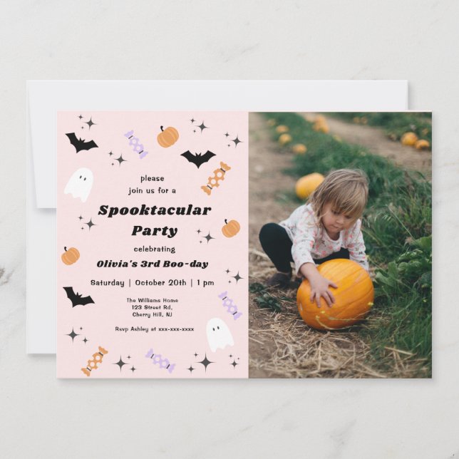 Invitation Halloween rose N'importe quelle année Spotacular A (Devant)