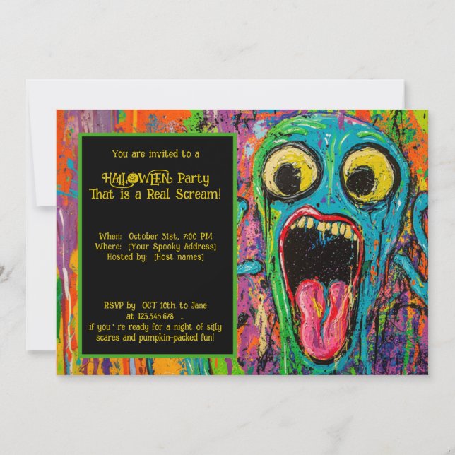 Invitation Halloween Scream-O-Rama Party (Devant)