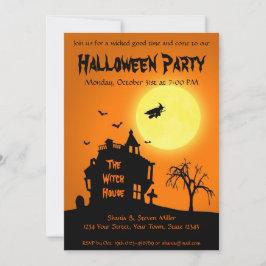 Invitation Halloween Silhouette sorcière Haunch House Party