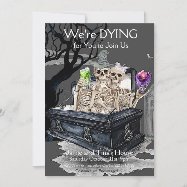 Invitation Halloween Skeletal Couple Costume Party (Devant)