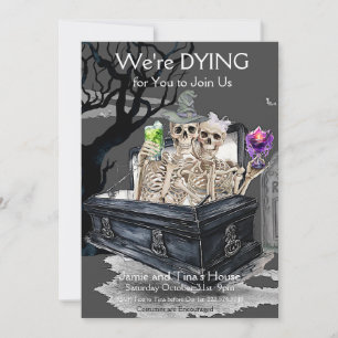 Invitation Halloween Skeletal Couple Costume Party