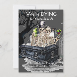 Invitation Halloween Skeletal Couple Costume Party