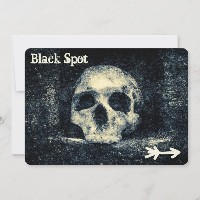 Invitation Halloween Skull Black Spot Pirate Party (Devant)