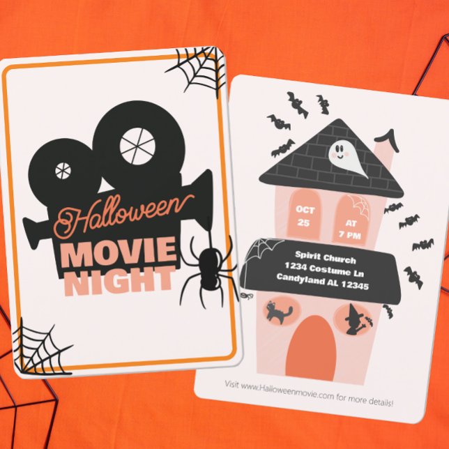 Invitation Halloween Soirée cinéma Éffrayant petits enfants (Créateur téléchargé)