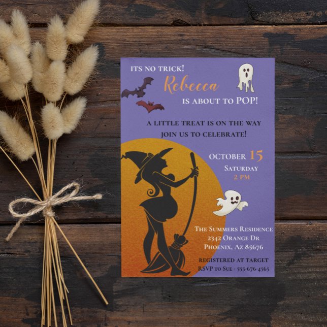 Invitation Halloween sorcière Baby shower Fantômes chauves-so (Créateur téléchargé)