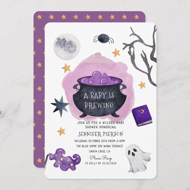 Invitation Halloween sorcière Un bébé brasse du Baby shower (Créateur téléchargé)