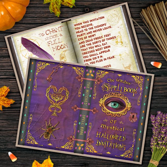 Invitation Halloween sorcières magique Livre épell Eyeball Sp (Créateur téléchargé)