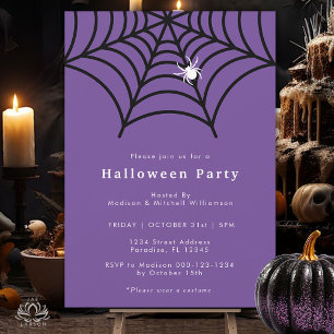 Invitation Halloween Spider Web Éffrayant moderne violet Part