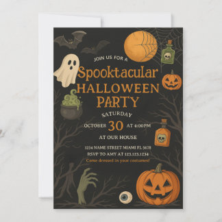 Invitation Halloween Spooktaculaire Glow Party