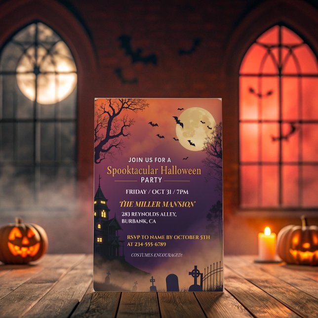 Invitation Halloween Spooktaculaire | Hauné Mansion Gothique (Créateur téléchargé)