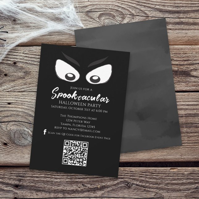Invitation Halloween Spooktacular Ghost QR Code médias sociau (Créateur téléchargé)