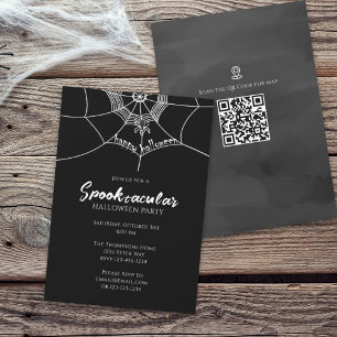 Invitation Halloween Spooktacular Spider Web QR Code Map