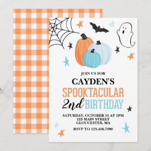 Invitation Halloween Spooktacular turquoise orange Anniversai