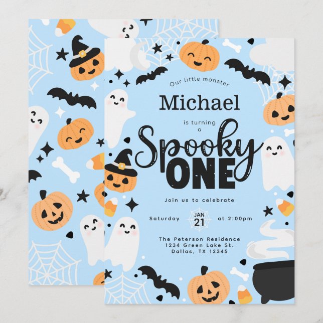 Invitation Halloween Spooky One Birthday Party (Devant / Derrière)