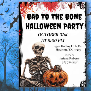 Invitation Halloween squelette Méchant jusqu'à l'o