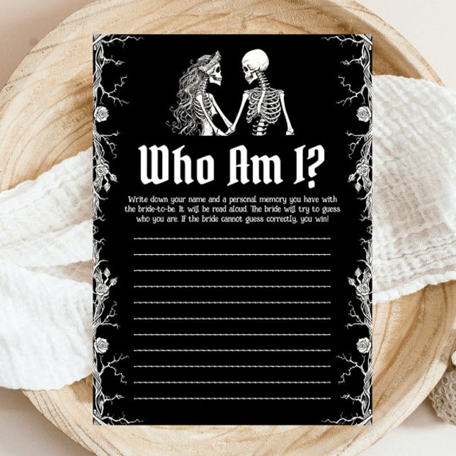Invitation Halloween Squelette Qui Suis-Je Jeu De Fête des ma (Halloween Skeleton Who Am I Bridal Shower Game)