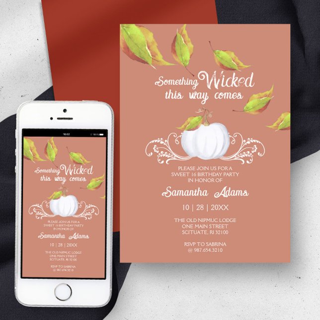 Invitation Halloween Sweet 16 Anniversaire de fête Terracotta (halloween party invitation sweet 16 evite invitation)